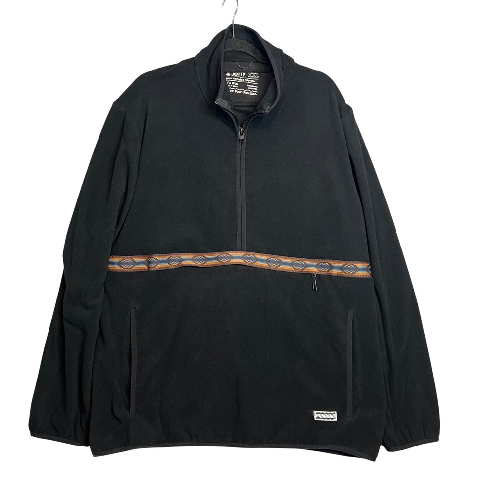 Men's Black Half-Zip Sweater with Brown Accent
